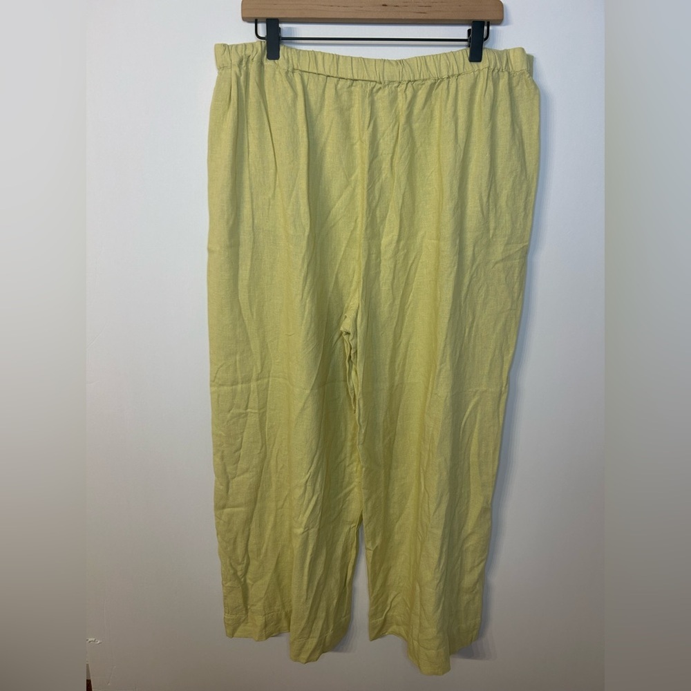 Free People Free-est Yellow/Green Linen Blend Wide Leg Pants Pants, Size XL - Picture 6 of 10